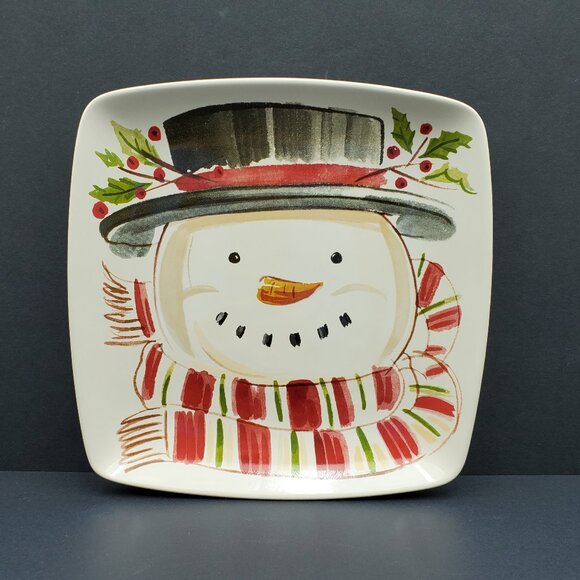 Longaberger Top Hat Snowman Luncheon Plate Christmas Holiday Snowman Plate - Picture 6 of 6